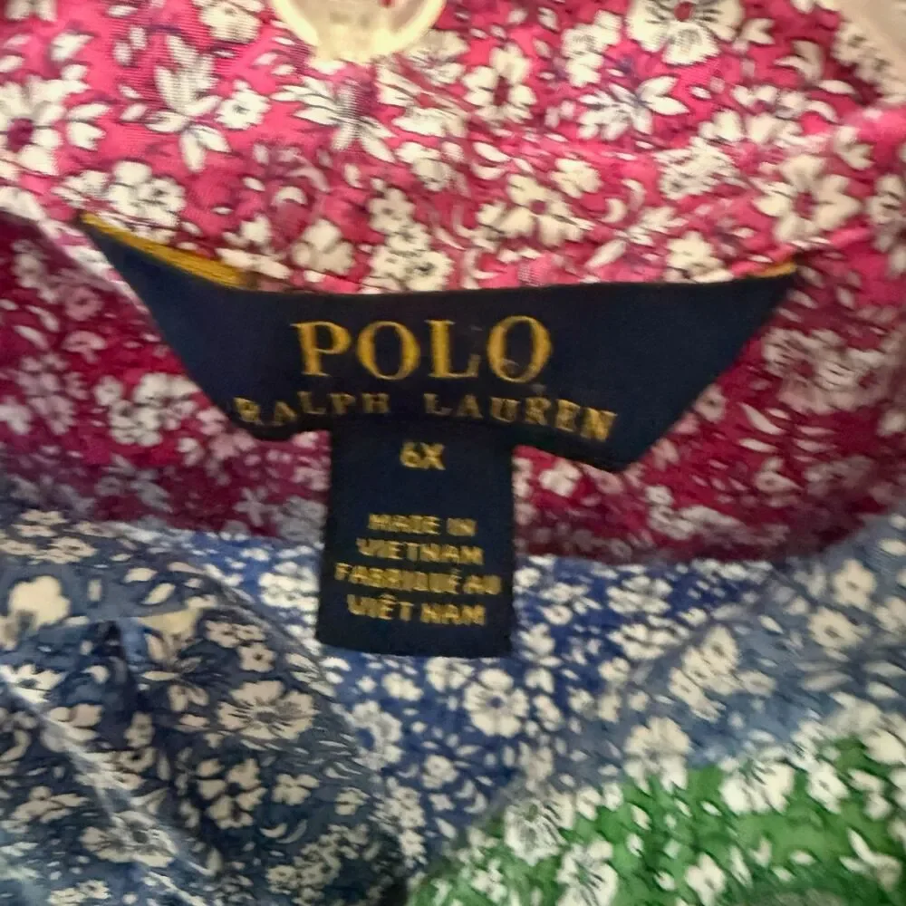 Ralph Lauren Girls Floral Patchwork Shirt Dress Long Sleeve Size 6x